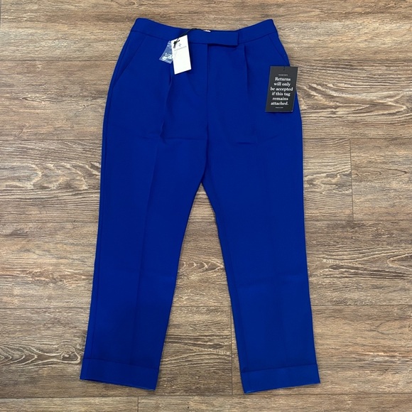 Tuckernuck Sapphire Blue Pleated Duncan Trouser High Rise Chic Womens Size M NWT - Picture 2 of 11